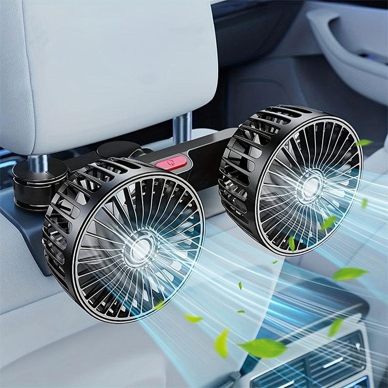 Dual Head USB Car Seat Fan, 3-Speed 360° Rotatable