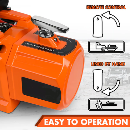 12V Electric Recovery Winch 14,500 LBS with Synthetic Rope for SUV, Jeep, Truck & 4WD
