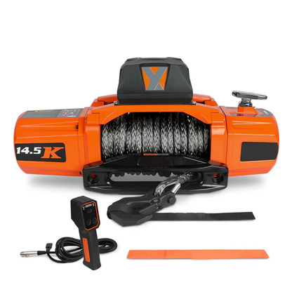 12V Electric Recovery Winch 14,500 LBS with Synthetic Rope for SUV, Jeep, Truck & 4WD