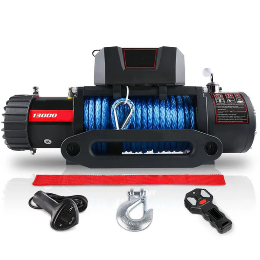 12V Electric Winch 13,000 LBS with Synthetic Rope for SUV, Jeep, Truck & 4WD